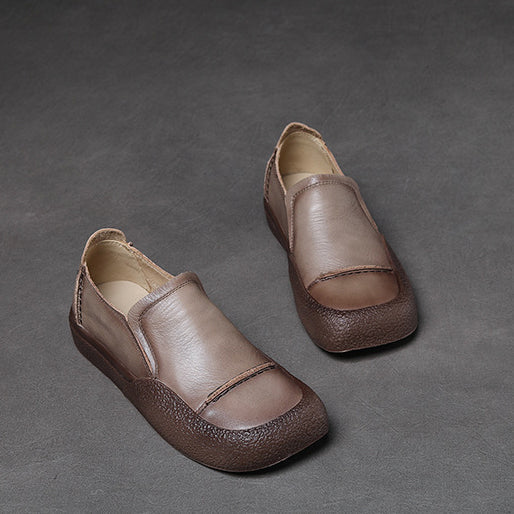 Women Handmade Stitched Slip-On Leather Shoes Newgew Shoes