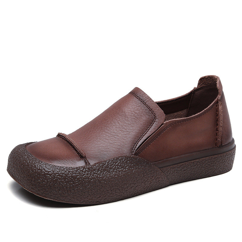 Women Handmade Stitched Slip-On Leather Shoes Newgew Shoes