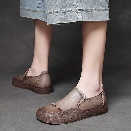 Women Handmade Stitched Slip-On Leather Shoes Newgew Shoes