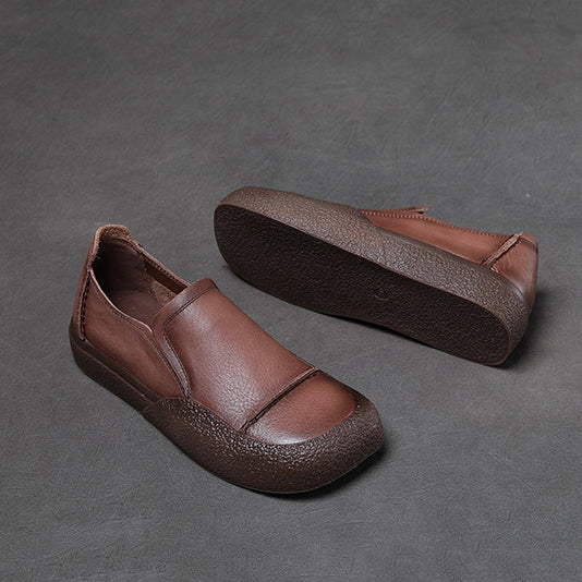 Women Handmade Stitched Slip-On Leather Shoes Newgew Shoes