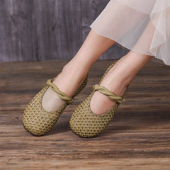 Women Handmade Woven Leather Flats Newgew Shoes