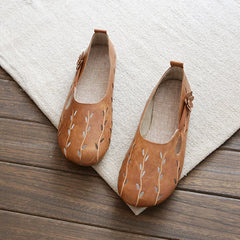 Women Hollow-Out Leather Flats Shoes Newgew Shoes