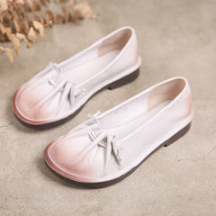 Women Pleated Leather Flat Shoes Newgew Shoes