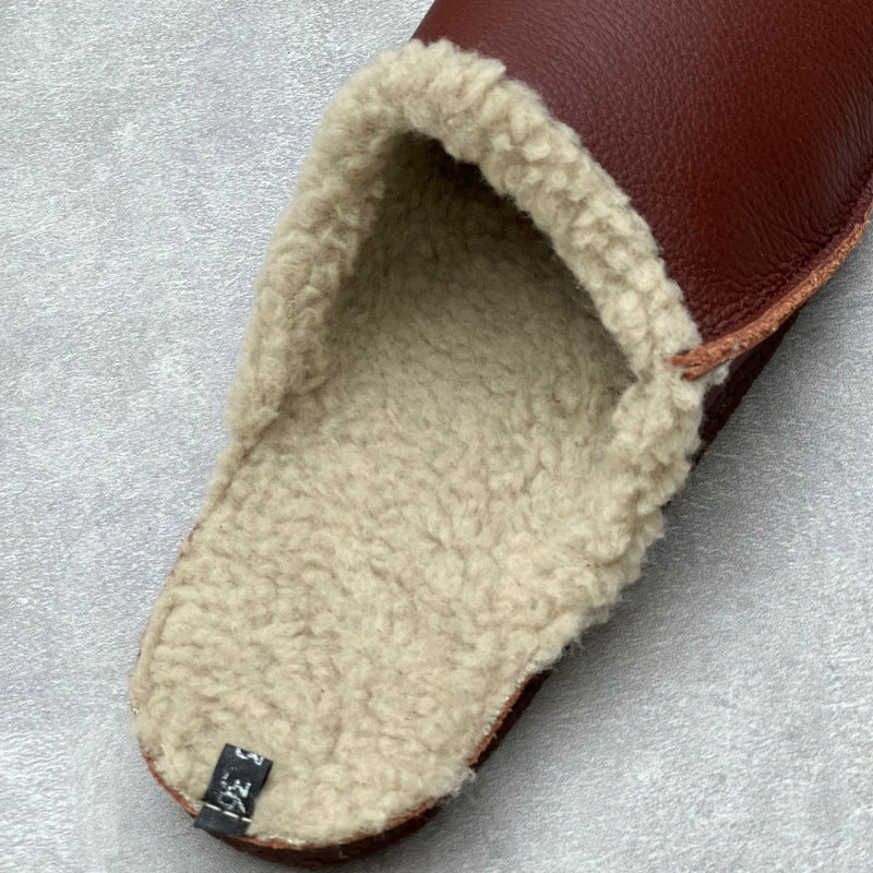 Women Plush Leather Slippers Newgew Shoes