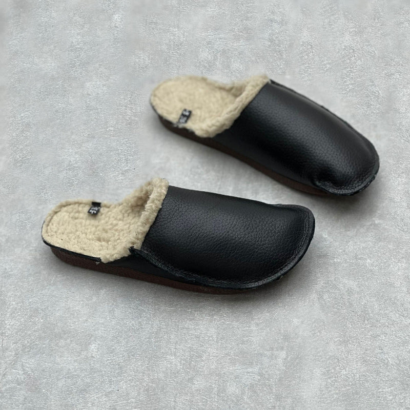 Women Plush Leather Slippers Newgew Shoes