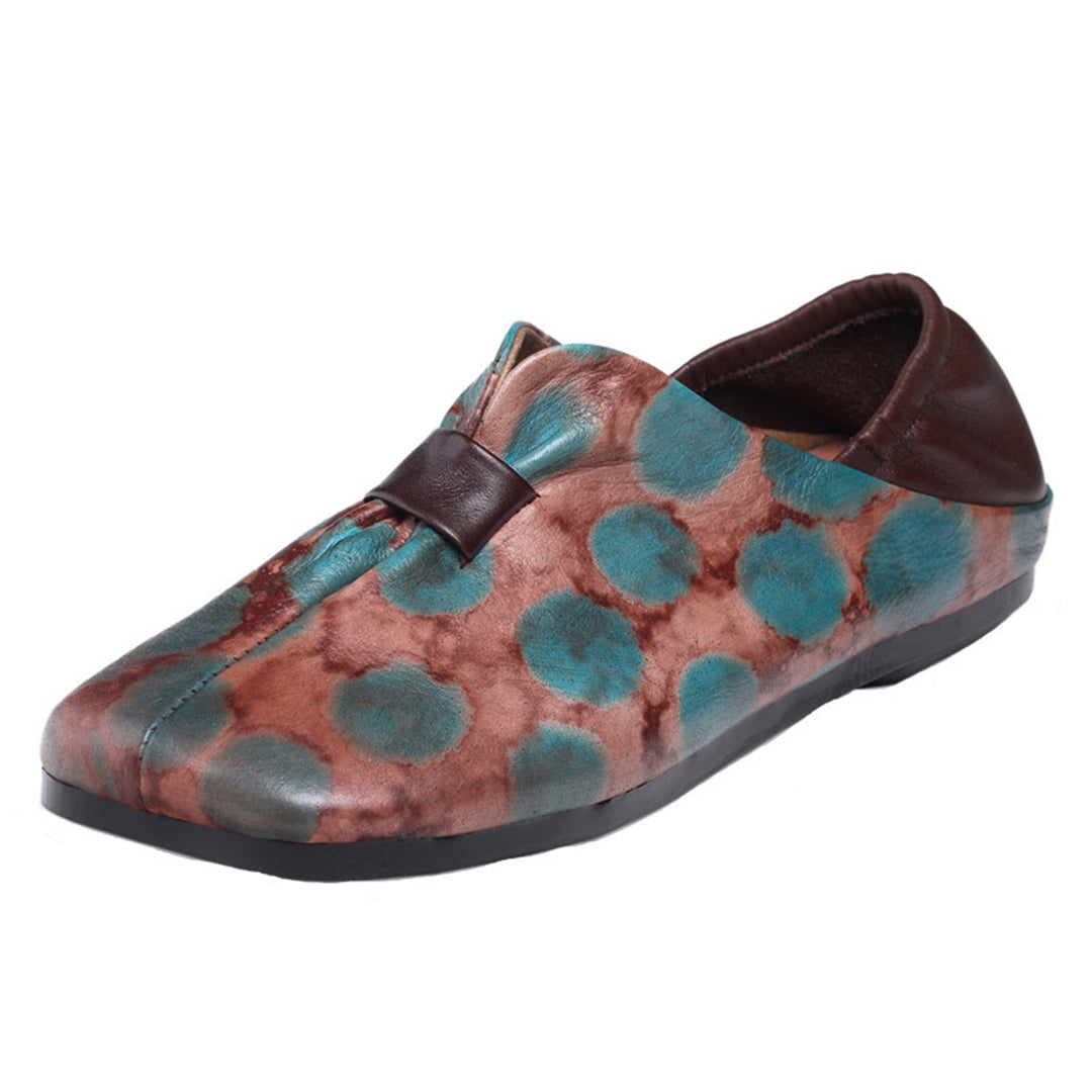 Women Retro Polka Dots Leather Soft Flats Newgew Shoes