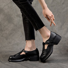 Women Round Toe French Style Loafers Leather Shoes Newgew Shoes