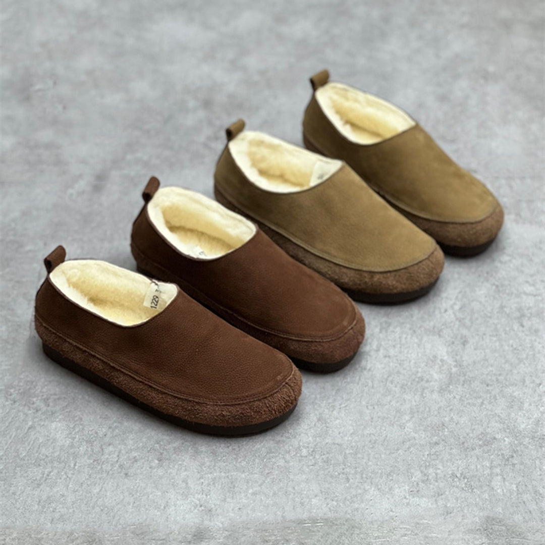 Women Slip-On Soft Leather Flat Snow Shoes Newgew Shoes