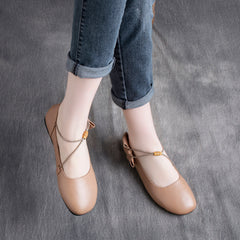 Women Strap Leather Flats With Bowknot Newgew Shoes