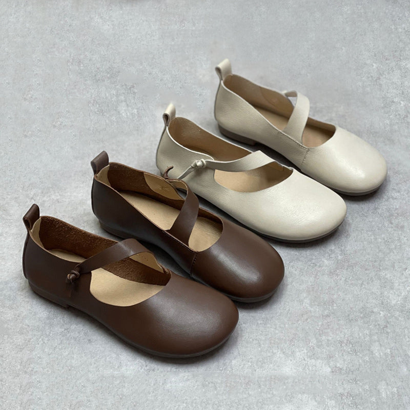 Women Super Soft Leather Flat Shoes With Knot Accents Newgew Shoes