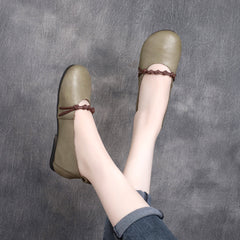 Woven Belt Flat Slip-On Leather Shoes Newgew Shoes