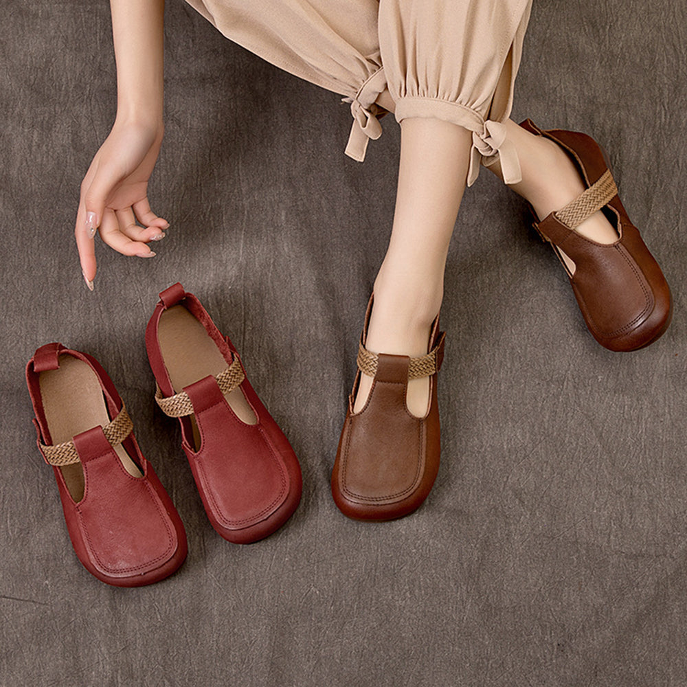 Woven Strap Women Velcro Flat Shoes Newgew Shoes