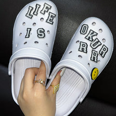 Casual Living Hollowed Out Letter Round Comfortable Shoes NewGew