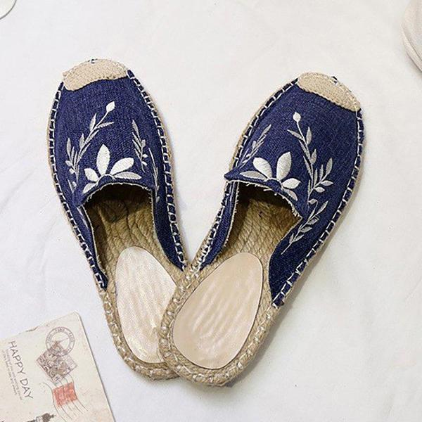 Fashion Embroidered Espadrille Flat Slippers NewGew