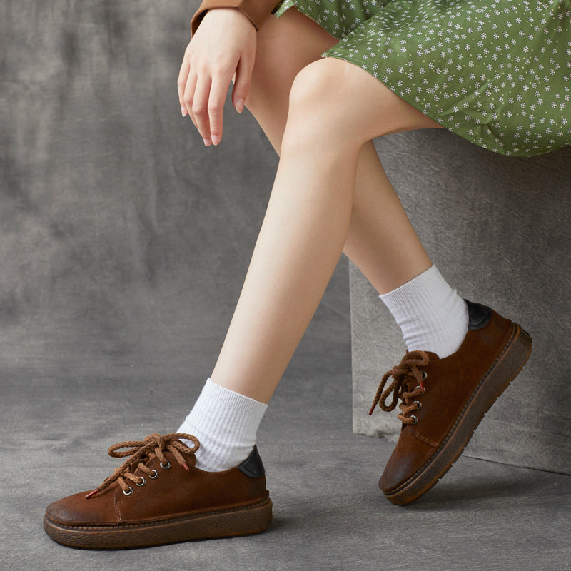 Women Retro Handcraft Leather Soft Casual Shoes Newgew Shoes