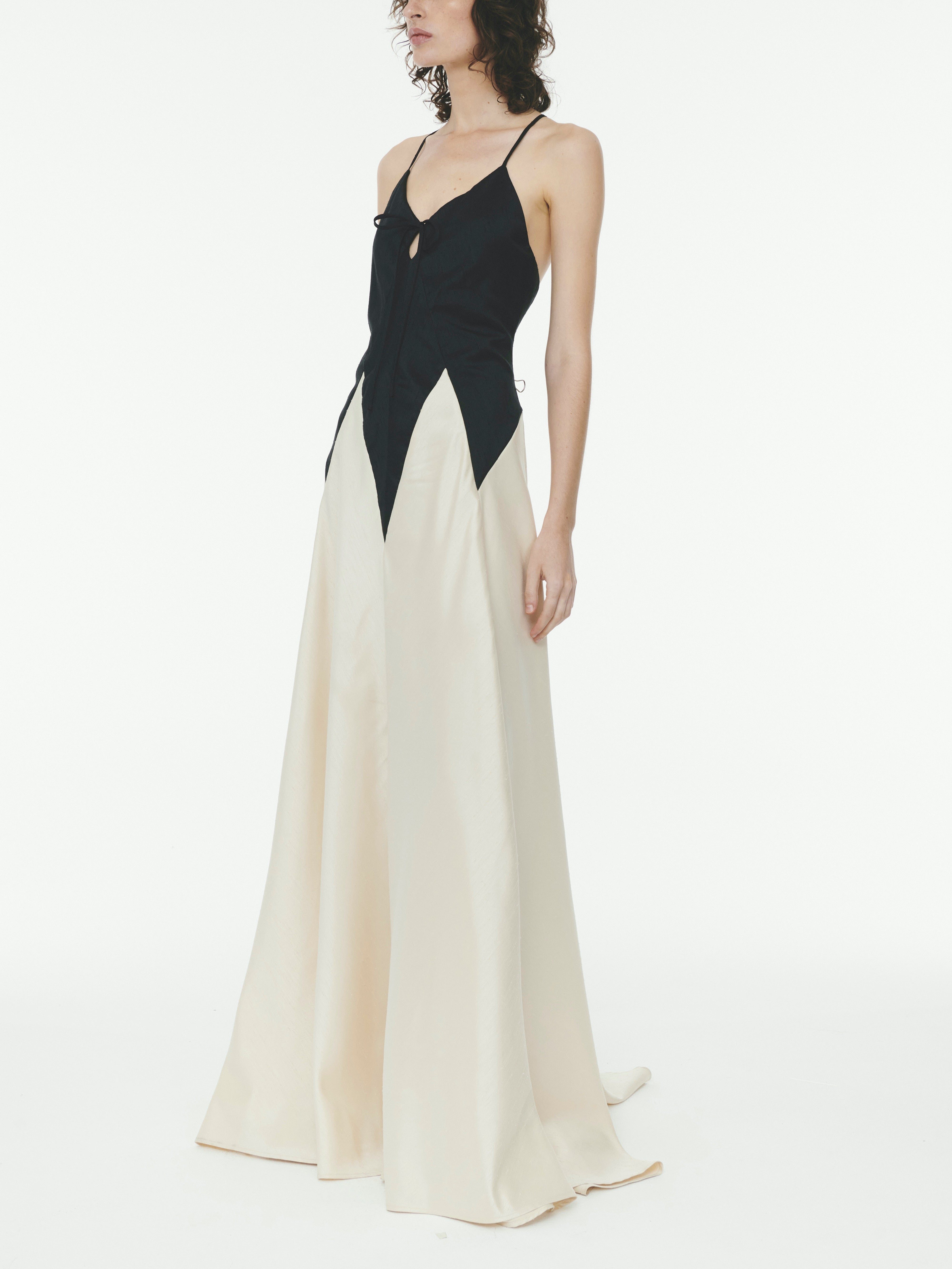 Fashion Contrasting Stitching Slim Suspender Maxi Dress Newgew Dresses