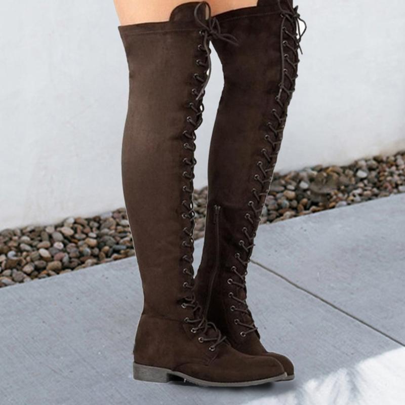 Round Toe Strap Fashion Leather Boots NewGew