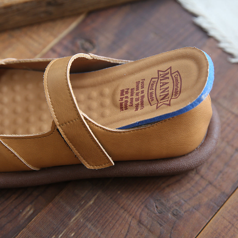 Women Retro Minimalist Leather Flat Causal Shoes Newgew Shoes