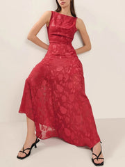 leeveless Lace Backless Jacquard High-Waist Maxi Dress Newgew Dresses