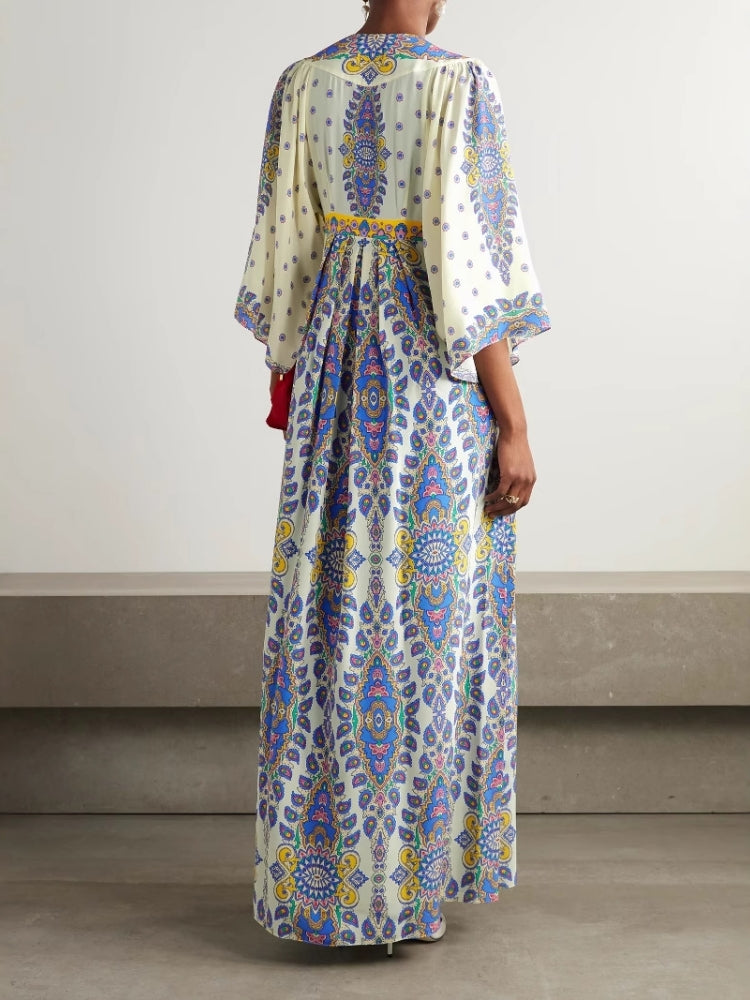 Casual Loose Printed V-Neck Maxi Dress Newgew Dresses