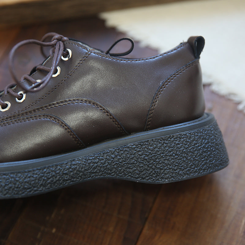 Women Retro Round Head Thick Soled Casual Shoes Newgew Shoes