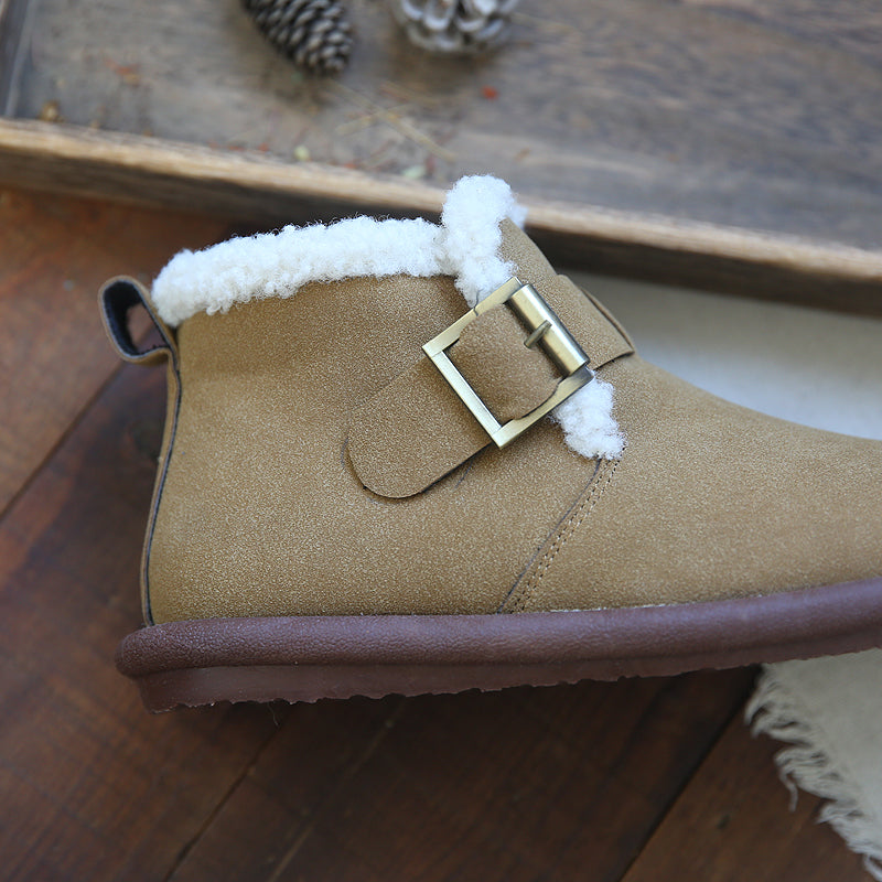 Women Retro Winter Furred Flat Snow Boots Newgew Shoes