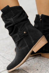 Retro Solid Color Flat Suede Low Boots NewGew