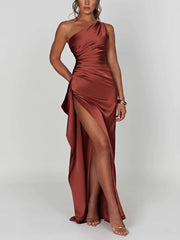 Satin Slit Maxi Dress Newgew Dresses
