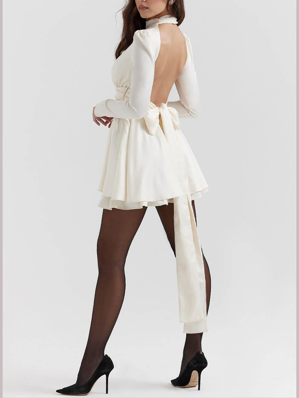 Ivory Bow Mini Dress Newgew Dresses