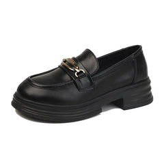 Women Retro Soft Leather Thick Soled Loafers Newgew Shoes