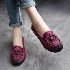 Women Retro Leather Handcraft Soft Casual Flats Newgew Shoes