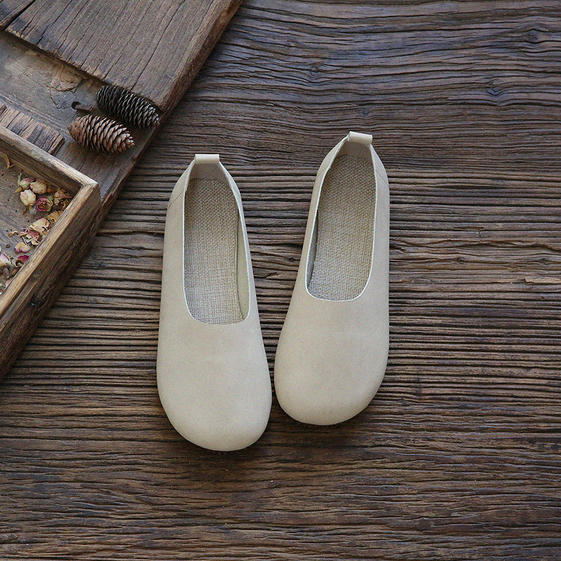 Women Retro Solid Soft Flat Casual Shoes Newgew Shoes