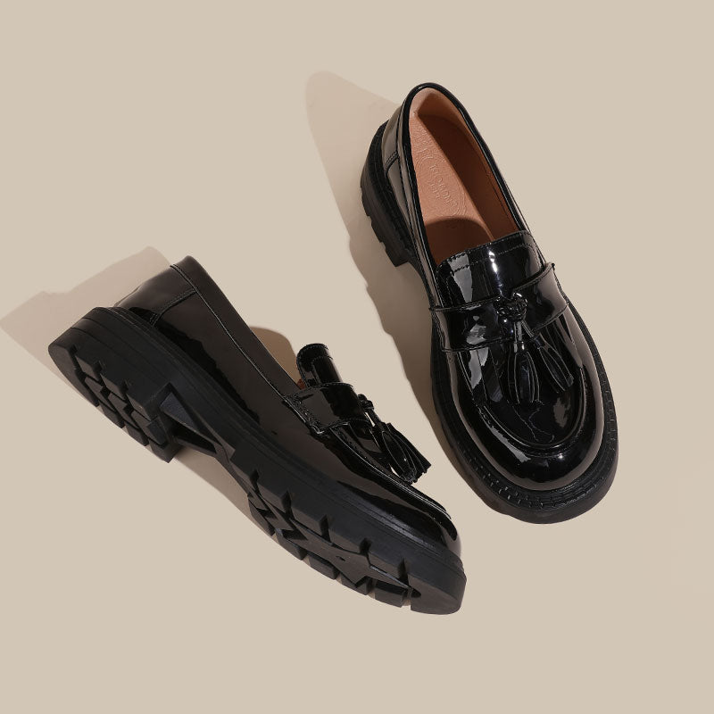 Women Minimalist Glossy Leather Casual Loafers Newgew Shoes