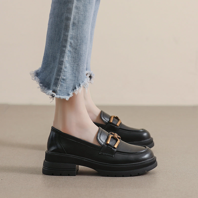 Women Fashion Minimalist Chunky Sole Casual Loafers Newgew Shoes