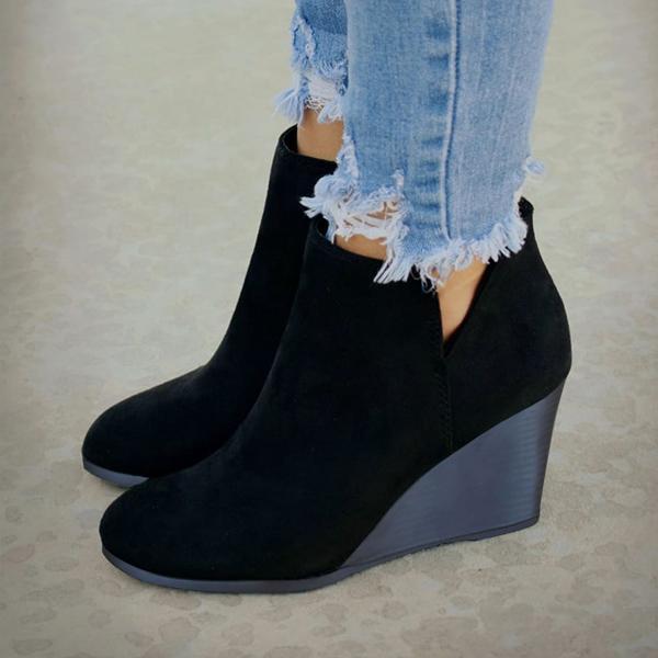 Side Slit Wedge Booties NewGew