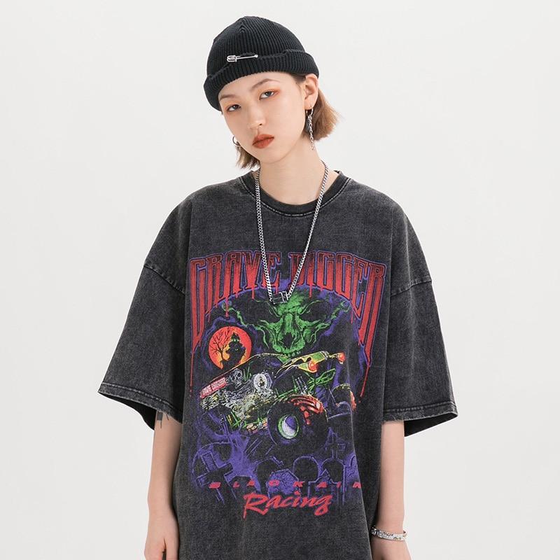 BLACK AIR 'Grave Digger' Washed Cotton Jersey Graphic T-Shirt Newgew