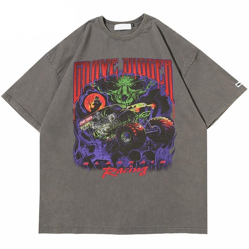 BLACK AIR 'Grave Digger' Washed Cotton Jersey Graphic T-Shirt Newgew