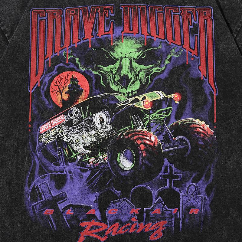 BLACK AIR 'Grave Digger' Washed Cotton Jersey Graphic T-Shirt Newgew