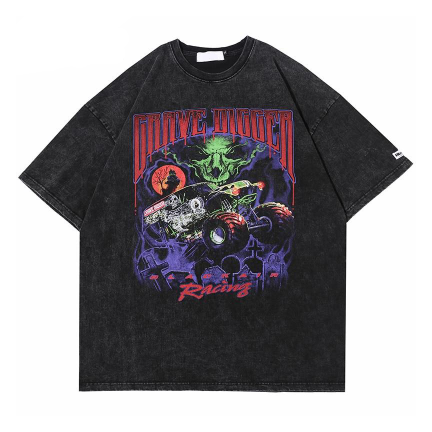 BLACK AIR 'Grave Digger' Washed Cotton Jersey Graphic T-Shirt Newgew