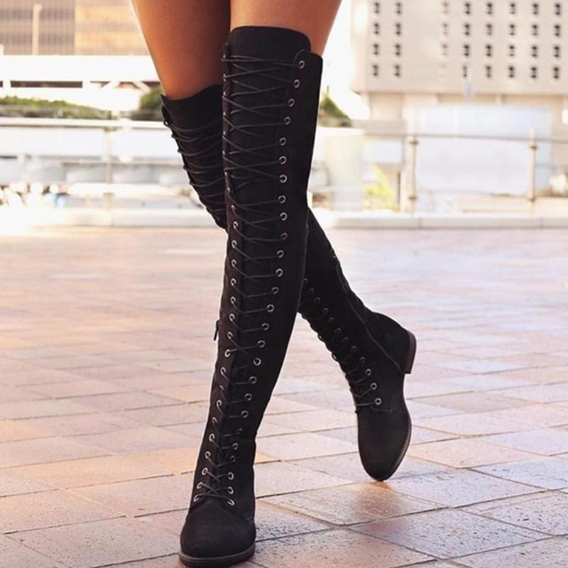 Round Toe Strap Fashion Leather Boots NewGew