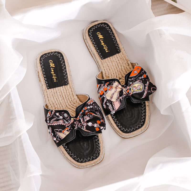 Women Fashion Bowknot Casual Summer Slides Newgew Shoes