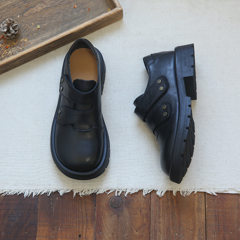 Women Retro Cowhide Leather Casual Shoes Newgew Shoes