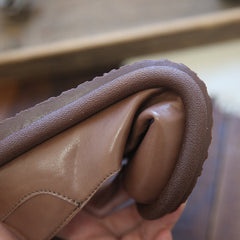 Women Retro Solid Soft Leather Flat Casual Shoes Newgew Shoes