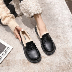 Women Retro Winter Furred Casual Loafers Newgew Shoes