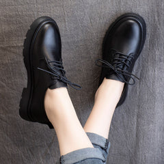 Women Flat Retro Leather Casual Shoes Newgew Shoes