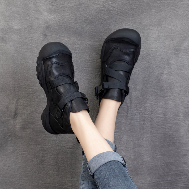 Women Autumn Retro Buckle Casual Ankle Boots Newgew Shoes