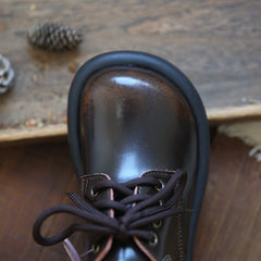 Women Retro Solid Glossy Leather Casual Shoes Newgew Shoes