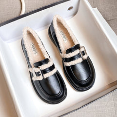 Women Retro Warm Furred Casual Loafers Newgew Shoes