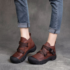 Women Autumn Retro Buckle Casual Ankle Boots Newgew Shoes