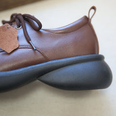 Women Retro Patchwork Solid Leather Casual Shoes Newgew Shoes